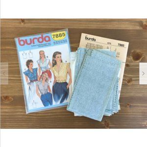 Vtg Burda #7885 Ladies Blouse Sewing Pattern Size 10-12 (36-38) Short Cap Sleeve